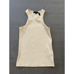 Theory Women's Small Petite Cream White Ribbed Tank Top Samek Belsay Sleeveless